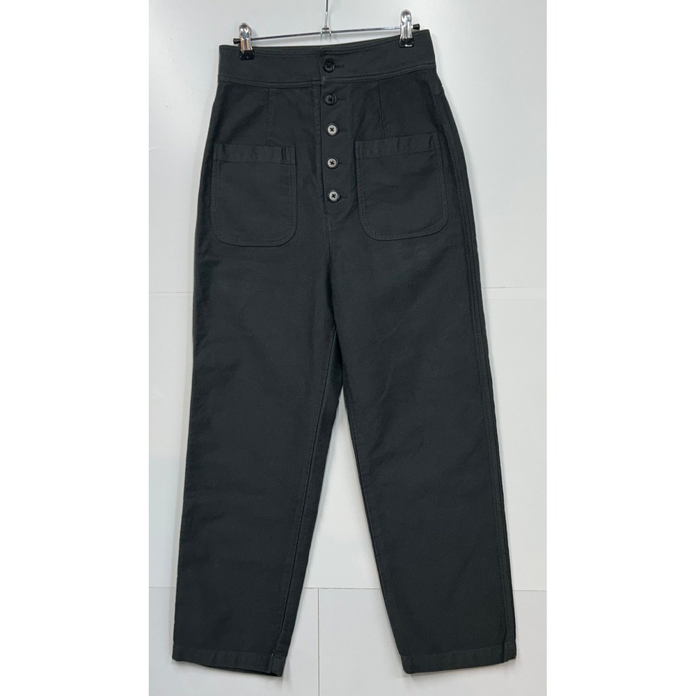 Caron Callahan Emily Pant High Rise Utility Pants Charcoal Grey Cotton S